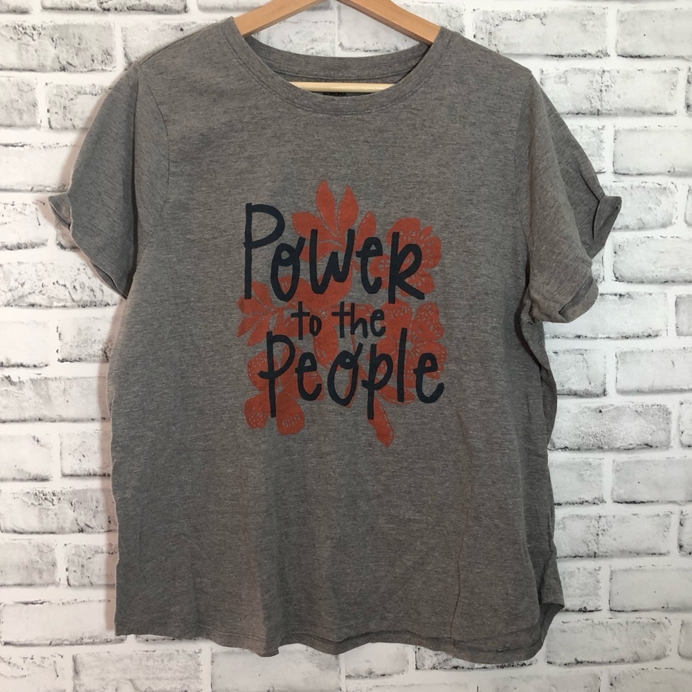 Power to the People Sonoma Gray Cotton Blend Tee - Picture 3 of 6